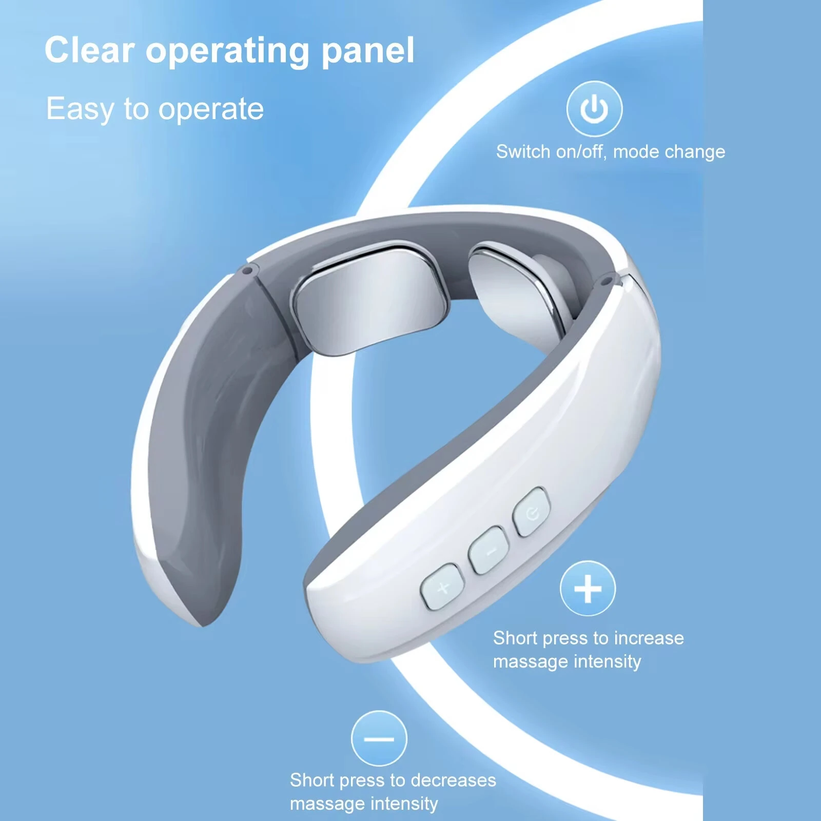 (image for) Electric Muscle Stimulation Neck Therapy Instrument 6 Modes Adjustable Intensity Ergonomic Design Portable Pain Relief Tool